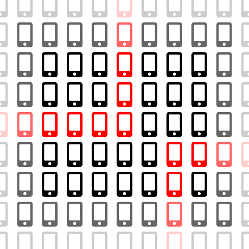 A graphic of a grid of mobile phones