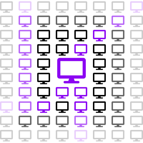 A graphic of a grid of computers